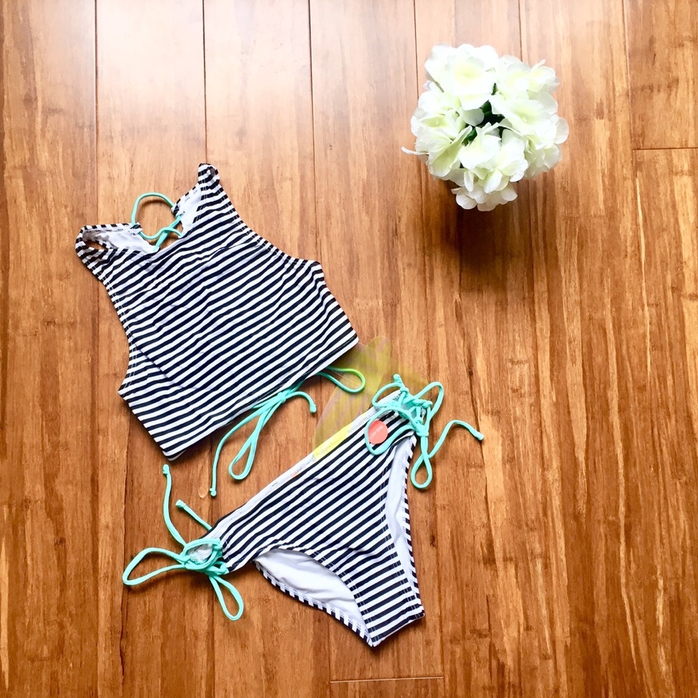 Striped Tie Bikini Set